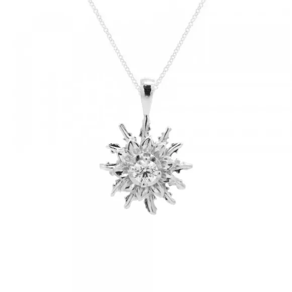 Colgante Eguzkilore Oro Blanco y Brillante 14mm