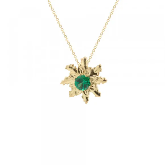 Colgante Eguzkilore Oro con Esmeralda