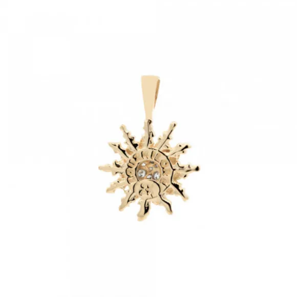 Colgante Eguzkilore Oro y Circonitas Verdes 14mm