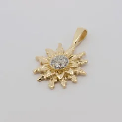 Colgante Eguzkilore Oro y Diamantes 14mm