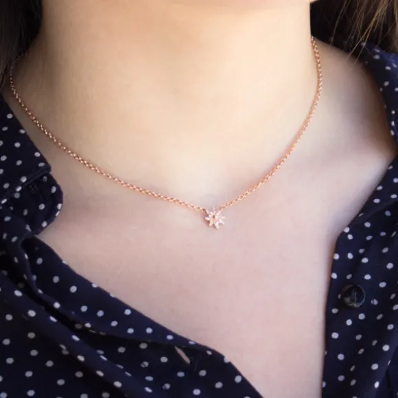 Colgante Eguzkilore Plata Rosa 8mm