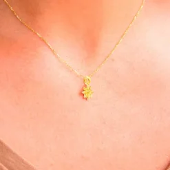 Colgante Eguzkilore Plata Dorada 9mm