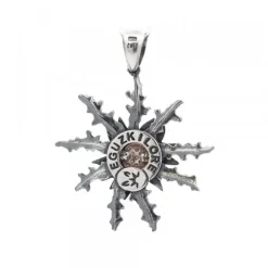 Colgante Eguzkilore Plata Envejecida y Rosa 37mm