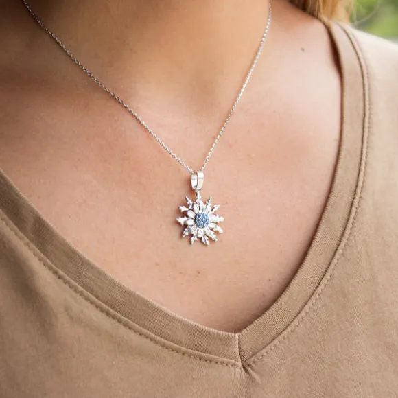 Colgante Eguzkilore Plata y Circonitas Azules 21mm