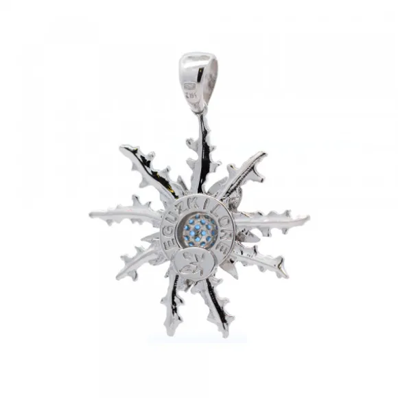 Colgante Eguzkilore Plata y Circonitas Azules 37mm