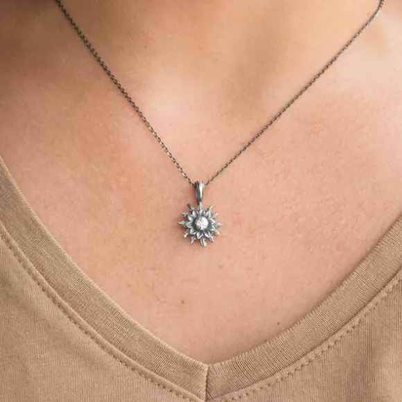 Colgante Eguzkilore Plata Envejecida 14mm