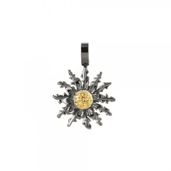 Colgante Eguzkilore Plata Negra y Dorado 21mm