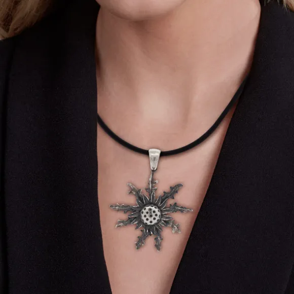 Colgante Eguzkilore Plata Envejecida 37mm