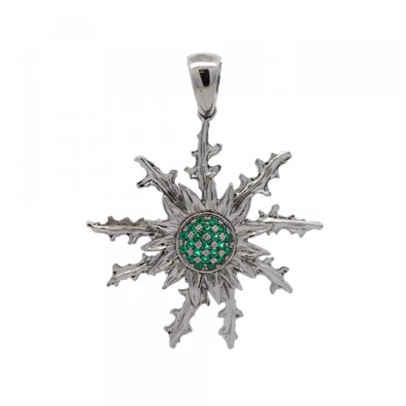 Colgante Eguzkilore Rutenio y Circonitas Verdes 37mm