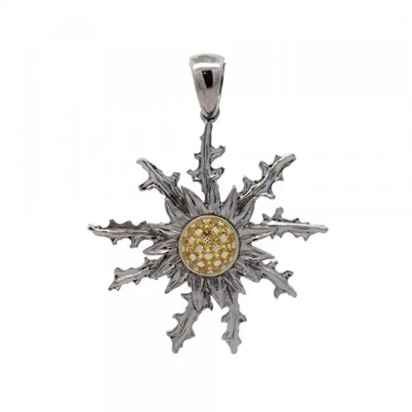 Colgante Eguzkilore Rutenio y Circonitas Amarillas 37mm