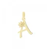 Colgante Inicial de Plata Dorada 14mm