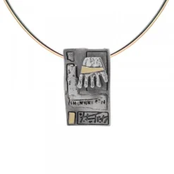 Colgante Irulegi Cuadrado Plata y Lámina de Oro