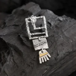 Colgante Irulegi Largo Plata y Lámina de Oro