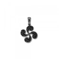 Colgante Lauburu Plata Negra y Circonitas Negras