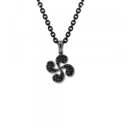 Colgante Lauburu Plata Negra y Circonitas Negras