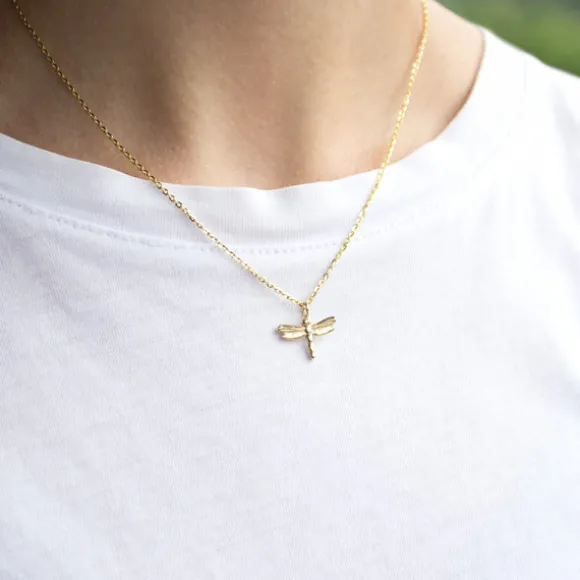 Colgante Libélula de Plata Dorada