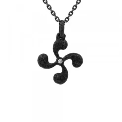 Colgante Mini Lauburu de Plata 14mm con Circonita