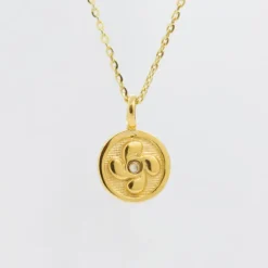 Colgante Mini Lauburu Dorado y Circonita 11mm