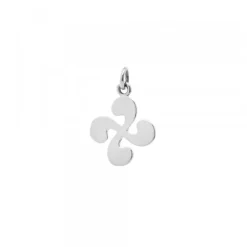 Colgante Mini Lauburu Oro Blanco y Brillantes 10mm