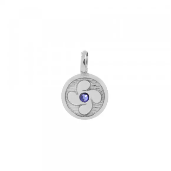 Colgante Mini Lauburu Plata y Circonita Azul