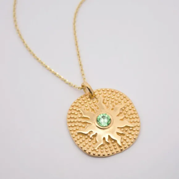 Colgante Mountain Plata Dorada y Circonita Verde