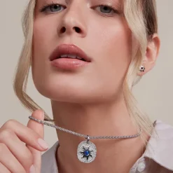 Colgante Mountain Plata y Circonita Azul