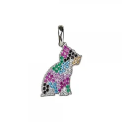 Colgante Puppy Plata y Circonitas Multicolor