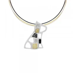 Colgante Puppy Plata y Lámina de Oro y Cable Tricolor