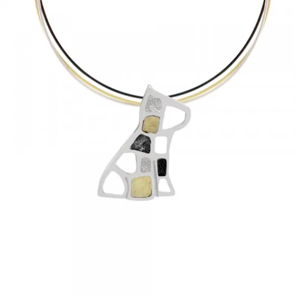 Colgante Puppy Plata y Lámina de Oro y Cable Tricolor
