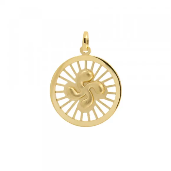 Colgante Radial Lauburu Plata Dorada 22mm Personalizable