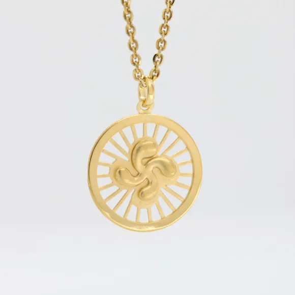 Colgante Radial Lauburu Plata Dorada 22mm Personalizable