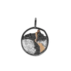 Colgante Redondo Gaztelugatxe Plata con Lámina de Oro