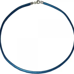 Cordón Cuero Azul Metalizado