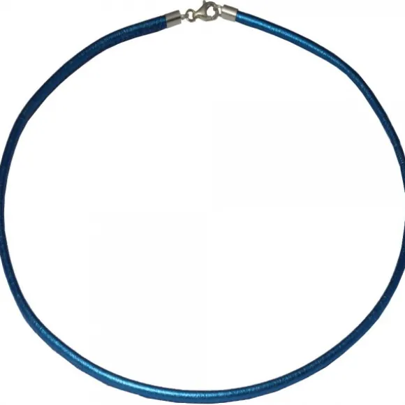 Cordón Cuero Azul Metalizado