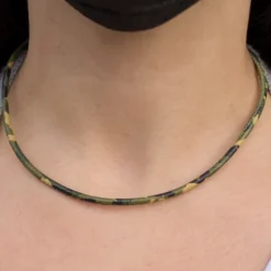 Cordón de Cuero Estampado Militar Verde