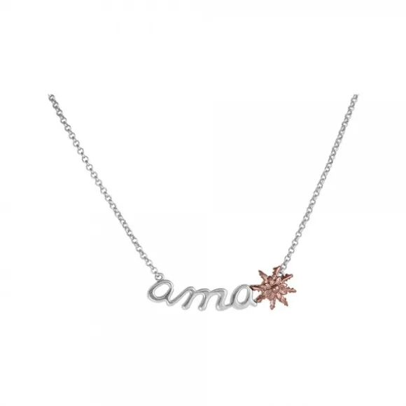 Gargantilla Ama Handia Plata y Eguzkilore Rosa