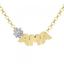 Gargantilla Ama Iniciales Plata Dorada y Motivo a Elegir