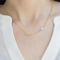 Gargantilla Ama Plata Dorada y Eguzkilore Plateado