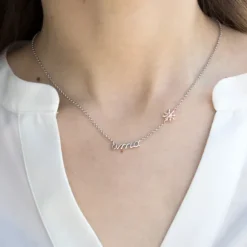 Gargantilla Ama Plata y Eguzkilore Rosa