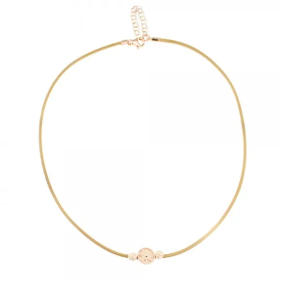 Gargantilla Anuk Cuero Beige con Plata Rosa