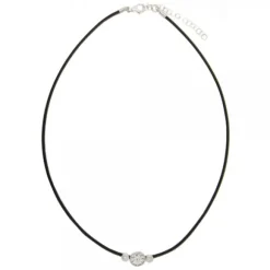 Gargantilla Anuk Cuero Negro y Plata