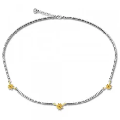 Gargantilla de Plata con 3 Eguzkilore y Cadena Semirígida