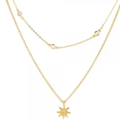 Gargantilla Doble de Plata Dorada y Circonitas