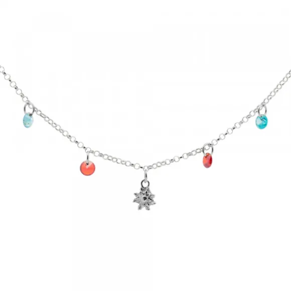 Gargantilla Eguzkilore de Plata con Cristales Multicolor
