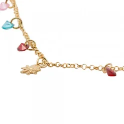 Gargantilla Eguzkilore Plata Dorada con Cristales Multicolor