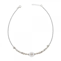 Gargantilla Eguzkilore Semirígida de Plata con Perla