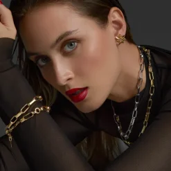 Gargantilla Eslabones 3+1 Plata Dorada