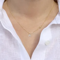 Gargantilla Inicial Oro Bicolor y Brillantes