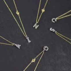 Gargantilla Inicial Oro Bicolor y Brillantes