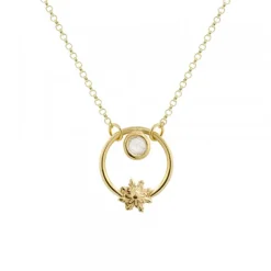 Gargantilla Luna Llena Plata Dorada y Circonita